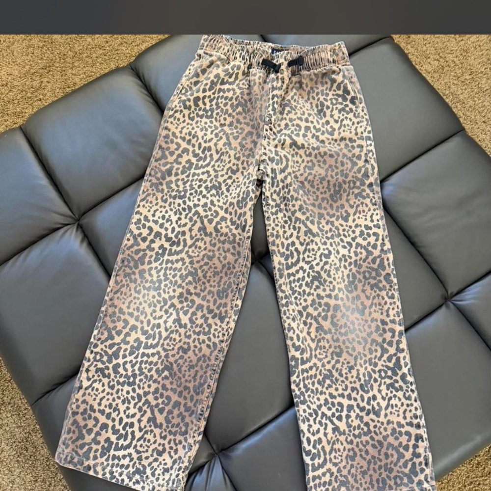 Leopard Print Wide Leg Pants (Girls XL) - Brown/Black